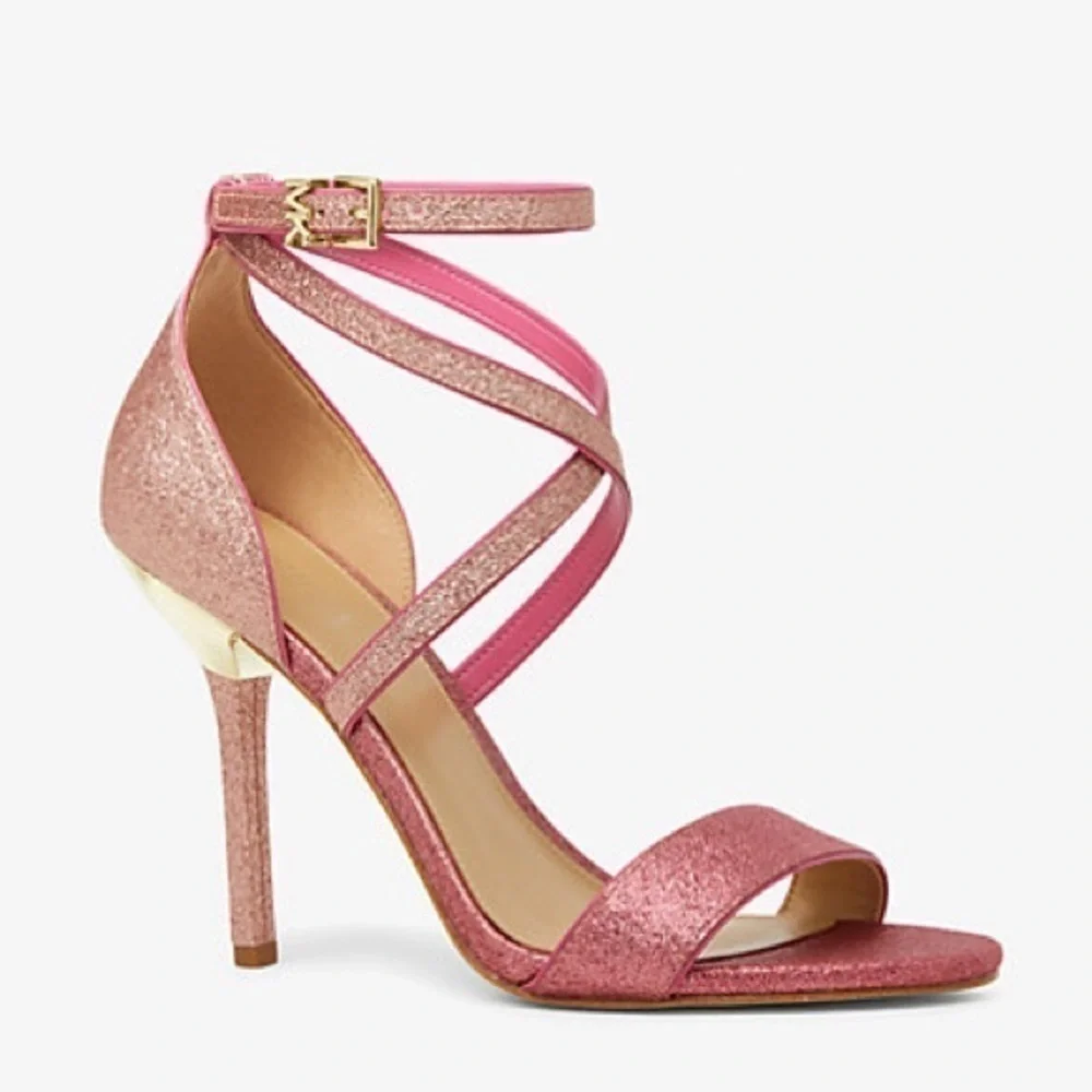 Michael Kors Astrid Glitter Fuchsia Heeled Sandal